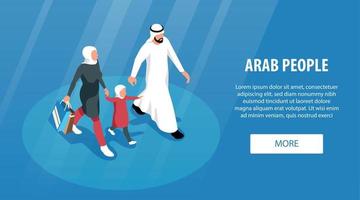 Arab Family Horizontal Banner vector