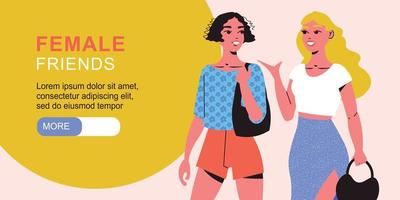 Female Friends Horizontal Banner vector