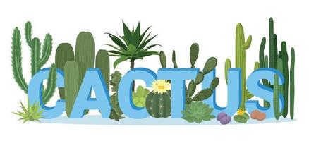 Cactuses Flat Composition vector