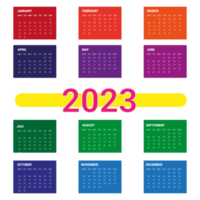 Calendar 2023 colorful happy new year png