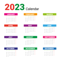 Calendar 2023 colorful happy new year png