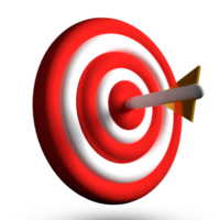 Target with golden arrow tilt to the left 3d rendering clipart png