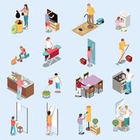 Family Housework Isometric Set vector