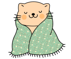 Cute cat in a colorful blanket png