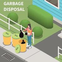 Garbage Disposal Isometric Background vector