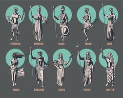 Greek Olympian Gods Set vector