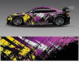 Car wrap design vector. Graphic abstract stripe racing background kit designs for wrap vehicle  race car  rally  adventure and livery vector