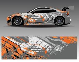 vector de diseño de envoltura de coche. Diseños de kits de fondo de carreras de franjas abstractas gráficas para envolver vehículos carrera de autos rally aventura y librea