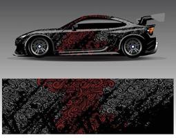 Car wrap design vector. Graphic abstract stripe racing background kit designs for wrap vehicle  race car  rally  adventure and livery vector