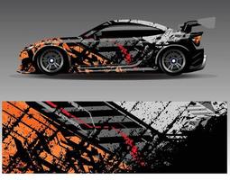 Car wrap design vector. Graphic abstract stripe racing background kit designs for wrap vehicle  race car  rally  adventure and livery vector