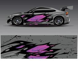 vector de diseño de envoltura de coche. Diseños de kits de fondo de carreras de franjas abstractas gráficas para envolver vehículos carrera de autos rally aventura y librea