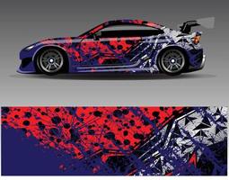 Car wrap design vector. Graphic abstract stripe racing background kit designs for wrap vehicle  race car  rally  adventure and livery vector