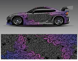 Car wrap design vector. Graphic abstract stripe racing background kit designs for wrap vehicle  race car  rally  adventure and livery vector