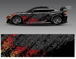 Car wrap design vector. Graphic abstract stripe racing background kit designs for wrap vehicle  race car  rally  adventure and livery vector