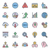 Filled outline icons for Seo and web. vector