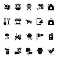Glyph icons for Spring. vector