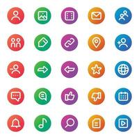 Gradient color outline icons for Social networks. vector