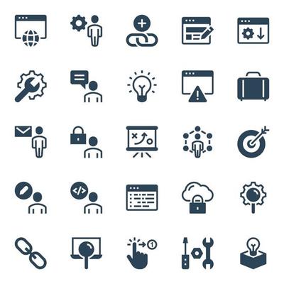 Glyph icons for Seo and development.
