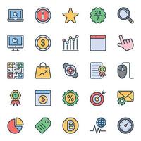 Filled outline icons for Seo and web. vector