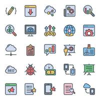 Filled outline icons for Seo and web. vector