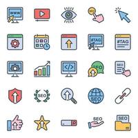 Filled outline icons for Seo and web. vector