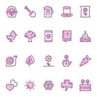 Gradient color outline icons for Spring. vector