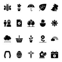 Glyph icons for Spring. vector