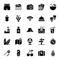 Glyph icons for summer. vector