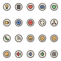 Filled color outline icons for Social networks. vector