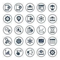 Circle glyph icons for Seo and development. vector