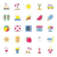 Flat color icons for summer. vector