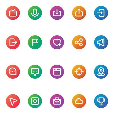 Gradient color outline icons for Social networks.