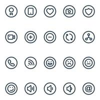 Circle outline icons for Social networks. vector