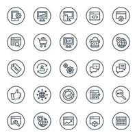 Circle outline icons for Seo and development. vector