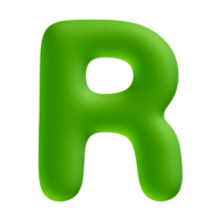 Alphabet letter r green 3d render png
