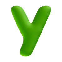 Alphabet letter y green 3d render png