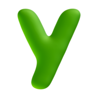 alphabet lettre y vert 3d rendre png