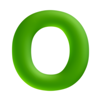 Alphabet letter o green 3d render png