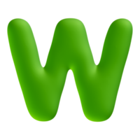 alfabeto lettera w verde 3d rendere png