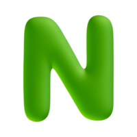 alfabeto letra norte verde 3d hacer png