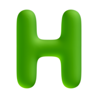 alfabeto lettera h verde 3d rendere png