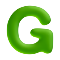 Alphabet letter g green 3d render png