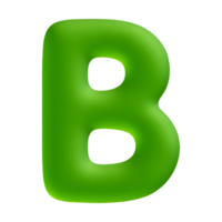 alfabeto carta b verde 3d render png