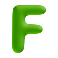 alfabeto lettera f verde 3d rendere png