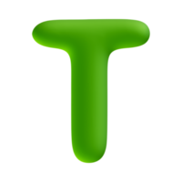 Alphabet letter t green 3d render png