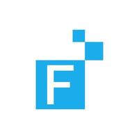 letter f data pixel technology creative logo design vector