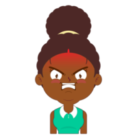 afro frau wütendes gesicht cartoon niedlich png