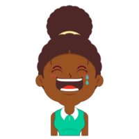 mujer afro riendo cara dibujos animados lindo png