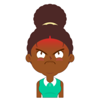 afro donna arrabbiato viso cartone animato carino png