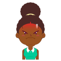 afro mujer enojado cara dibujos animados lindo png